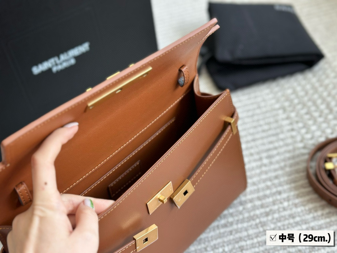 YSL Brown Logo-Accented Bag 144