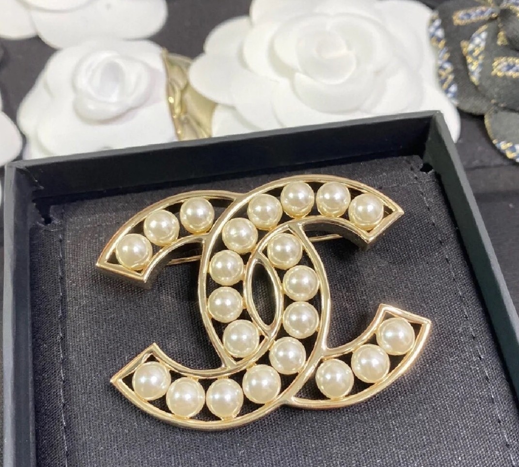 Chanel Silver Logo-Accented Brooch 1081