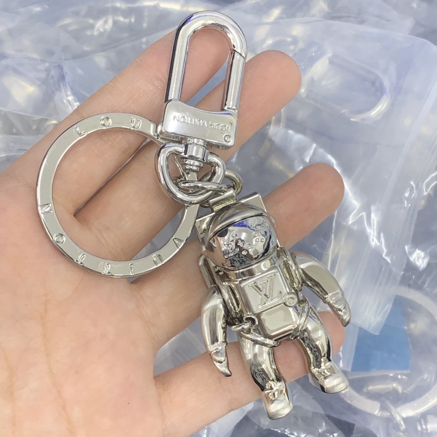 LV Silver Vintage-Inspired Keychain 1229