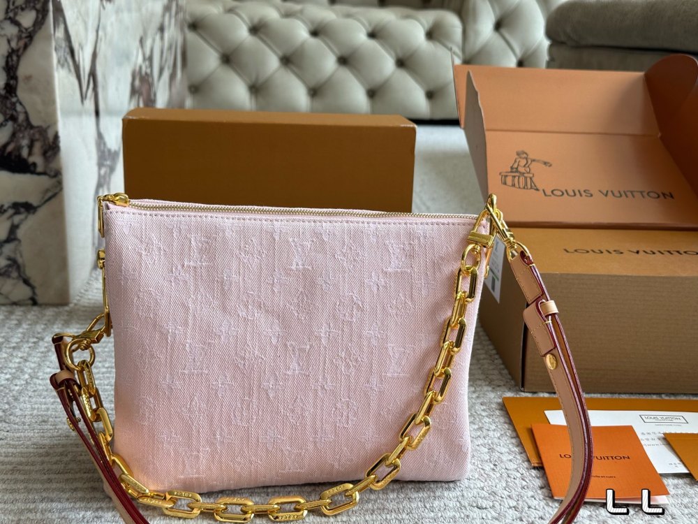 LV Rose Gold Quilted Bag 1613