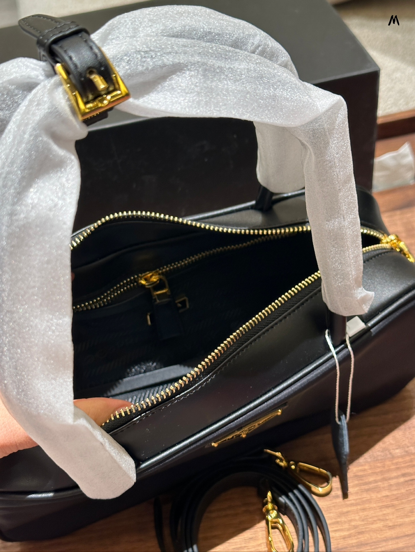 Prada Gold Logo-Accented Bag 024