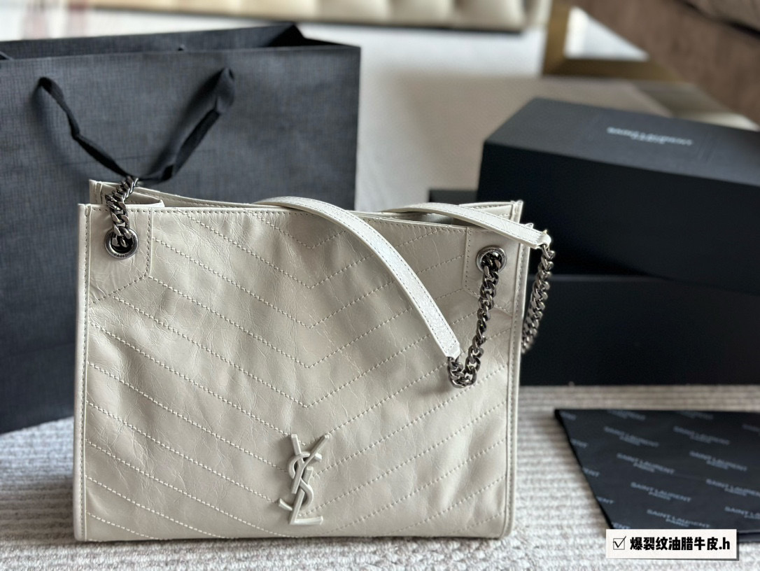 YSL Beige Logo-Accented Bag 155
