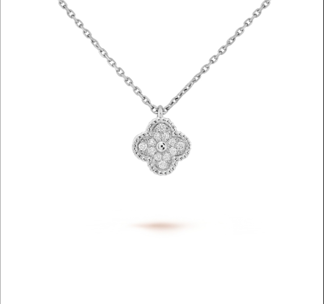 Van Cleef Rose Gold Logo-Accented Necklace 008