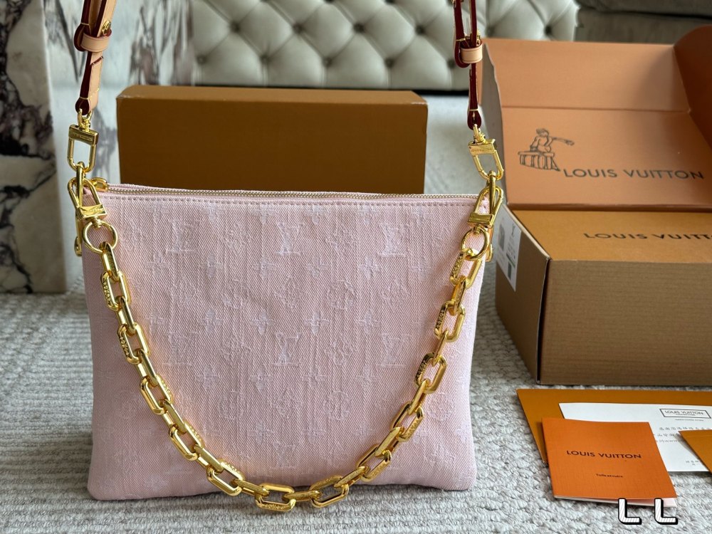 LV Rose Gold Quilted Bag 1613