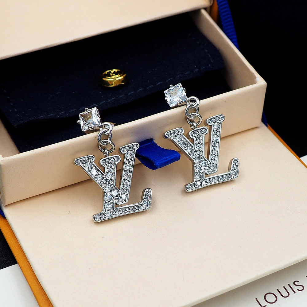 LV Gold Logo-Accented Earrings 216