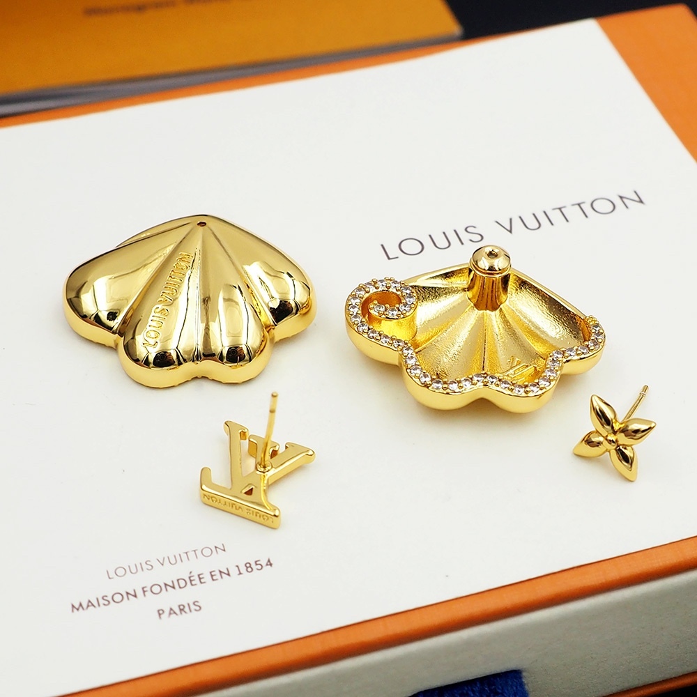 LV Gold Logo-Accented Earrings 200