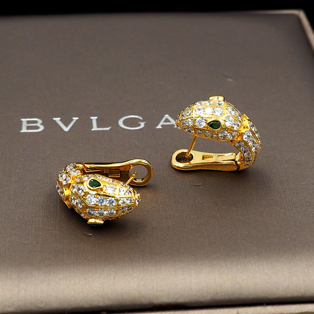 BVLGARI Silver Logo-Accented Earrings 060