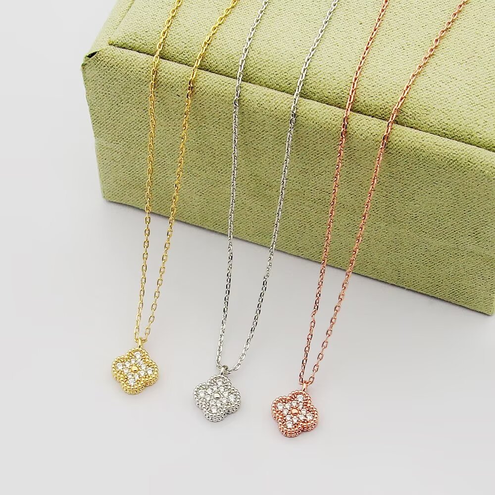 Van Cleef Rose Gold Logo-Accented Necklace 008