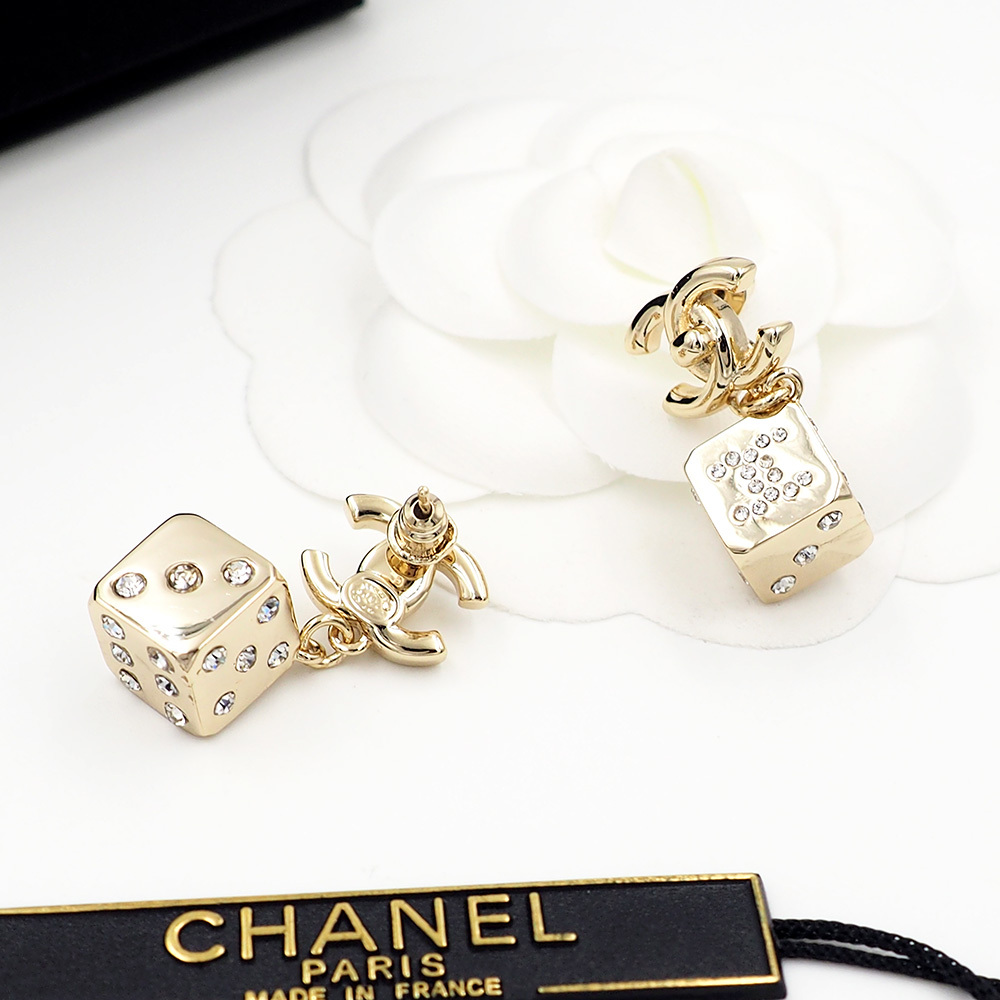Chanel Rose Gold Logo-Accented Earrings 043