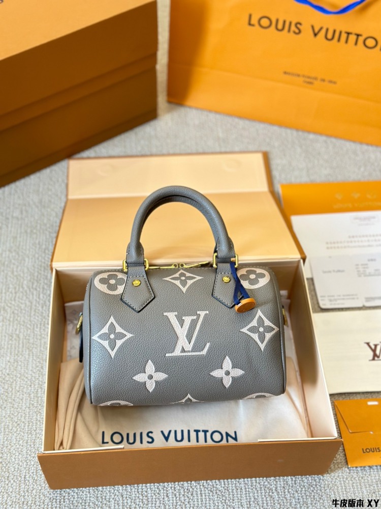 LV Bag Speedy leather Silver Logo-Accented Bag 20cm