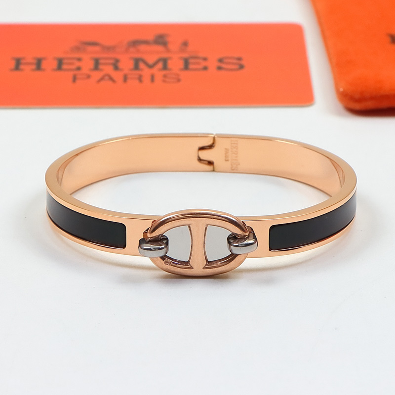 Hermes h Silver Logo-Accented Bracelet 003