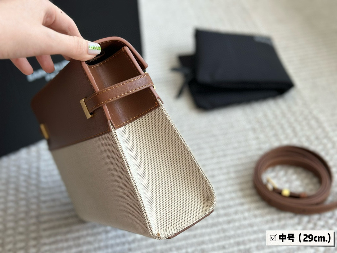 YSL Brown Logo-Accented Bag 143