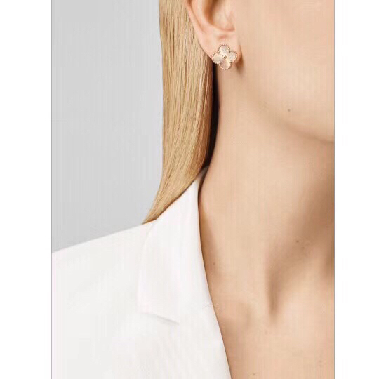 Van Cleef Rose Gold Logo-Accented Earrings 018