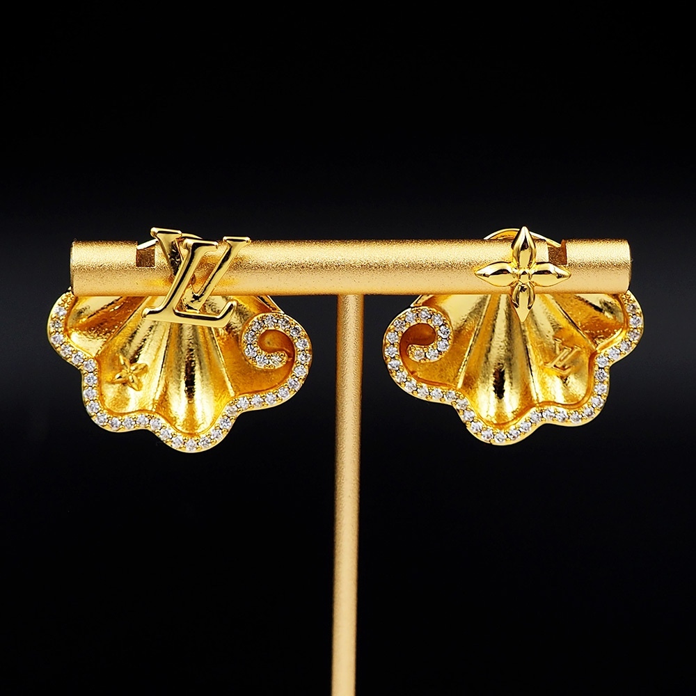 LV Gold Logo-Accented Earrings 200
