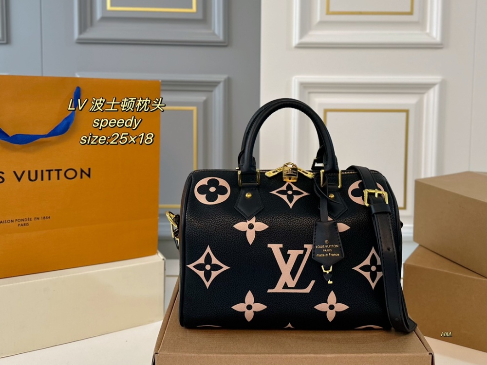 LV Bag Speedy leather Gold Logo-Accented Bag 25cm