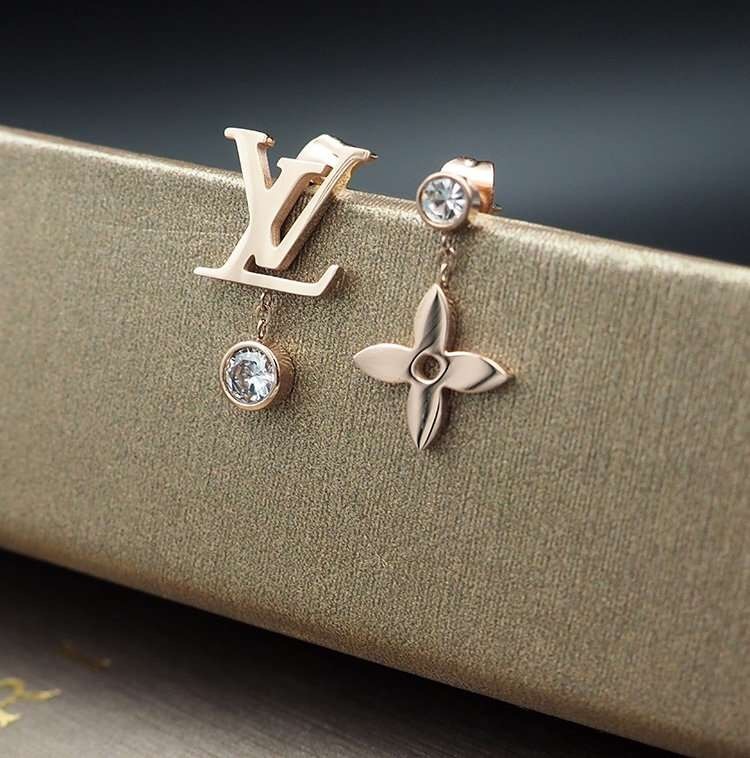 LV Silver Logo-Accented Earrings 047
