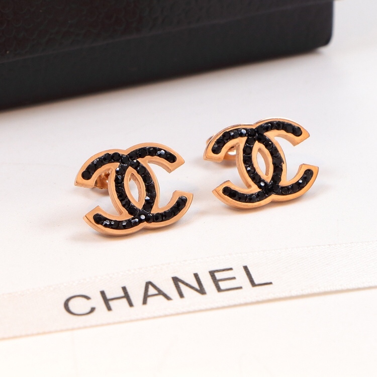 Chanel Rose Gold Logo-Accented Earrings 008
