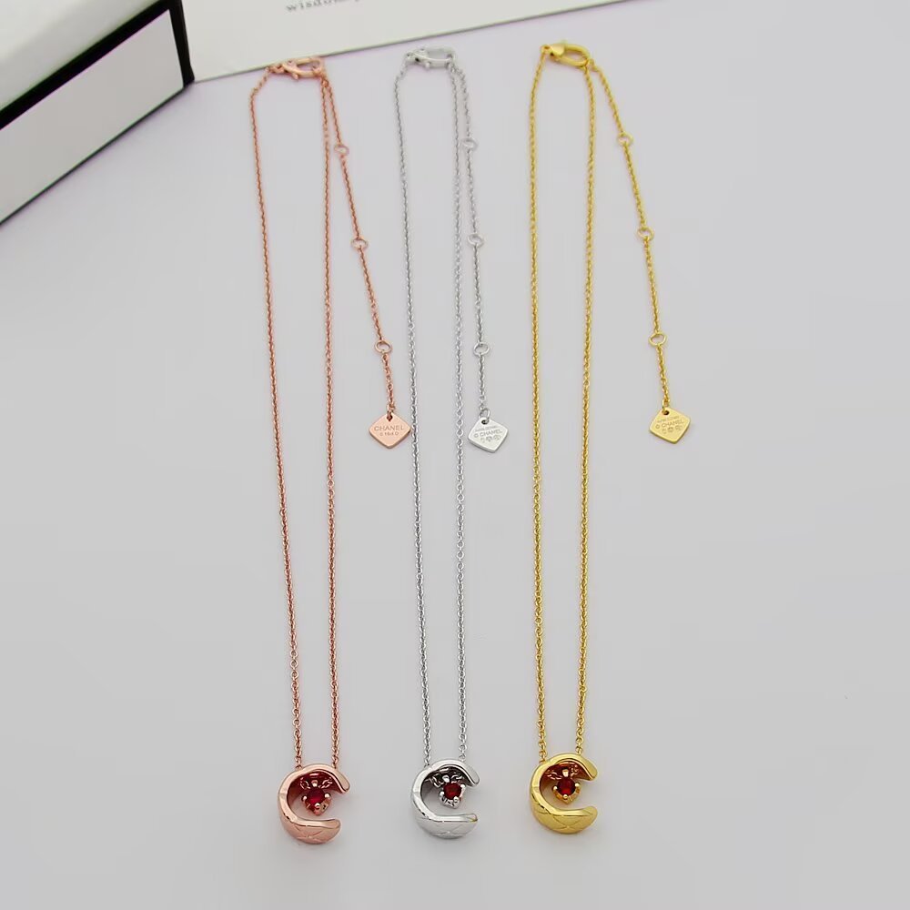 Chanel Rose Gold Logo-Accented Necklace 715