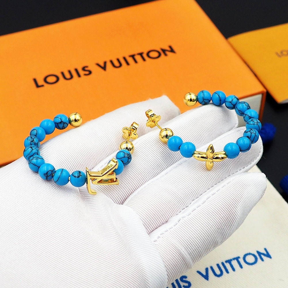 LV Blue Logo-Accented Earrings 302