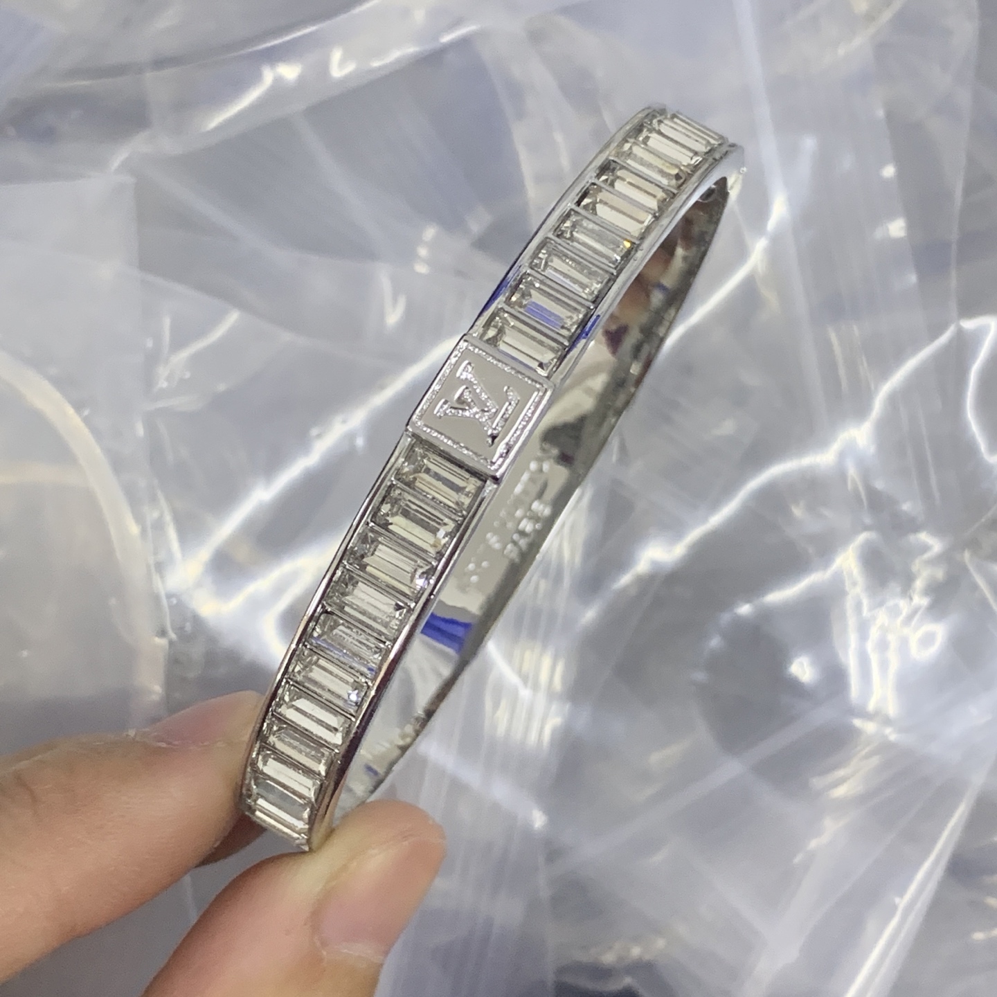 LV Silver Textured Bracelet 874