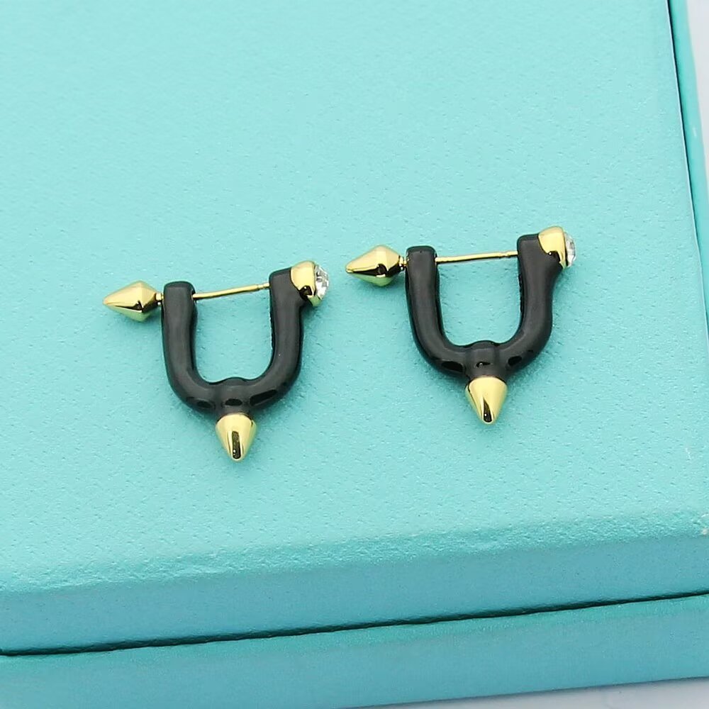 Tiffany Gold Logo-Accented Earrings 164