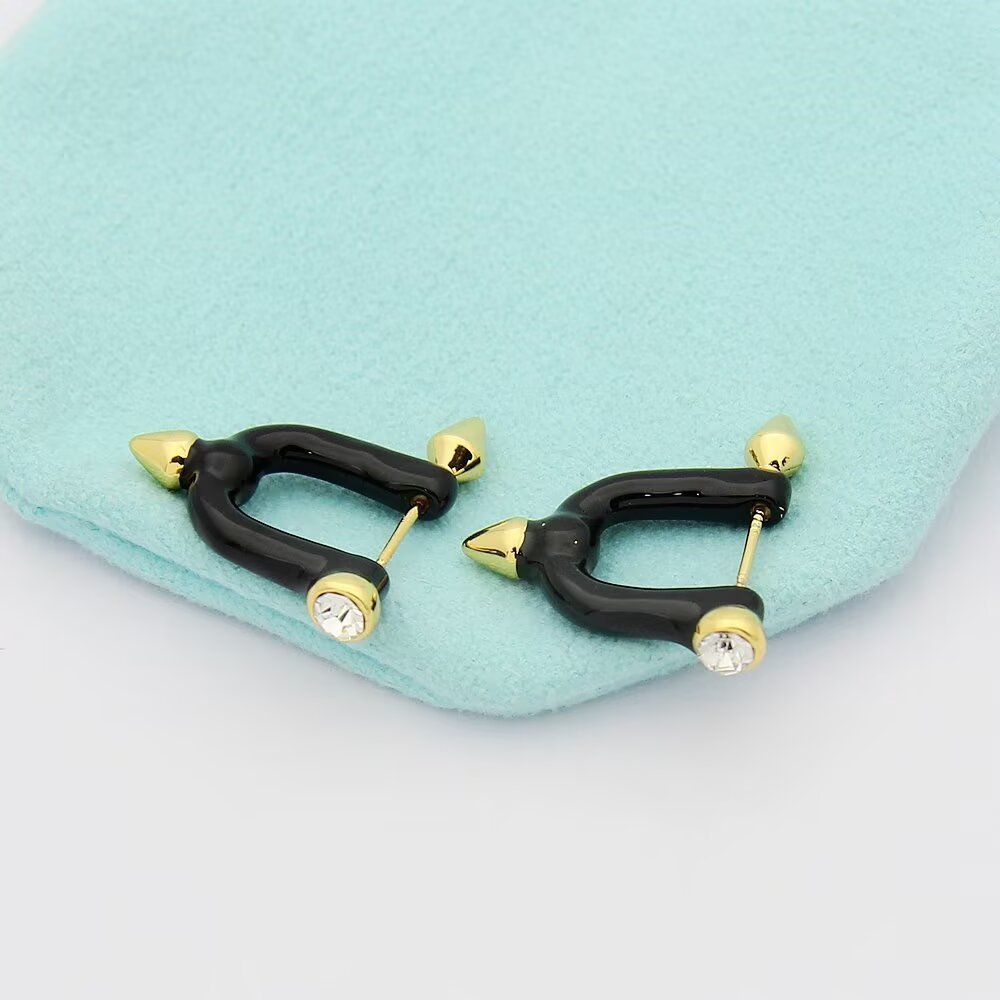Tiffany Gold Logo-Accented Earrings 164