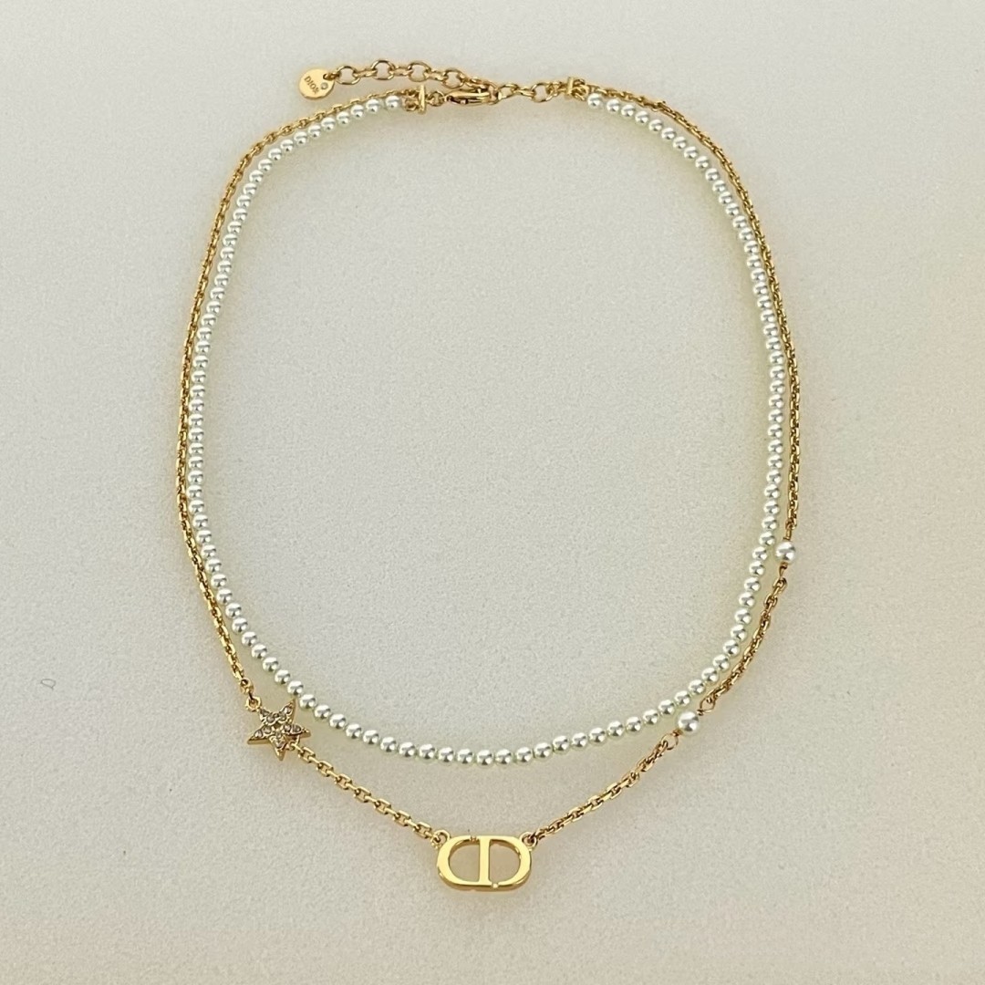 Dior Rose Gold Logo-Accented Necklace 021
