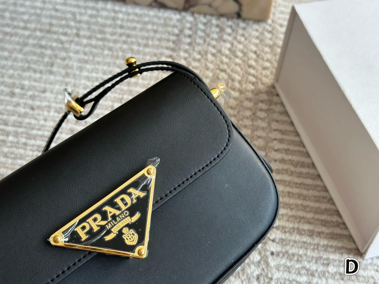 Prada Gold Logo-Accented Bag 083