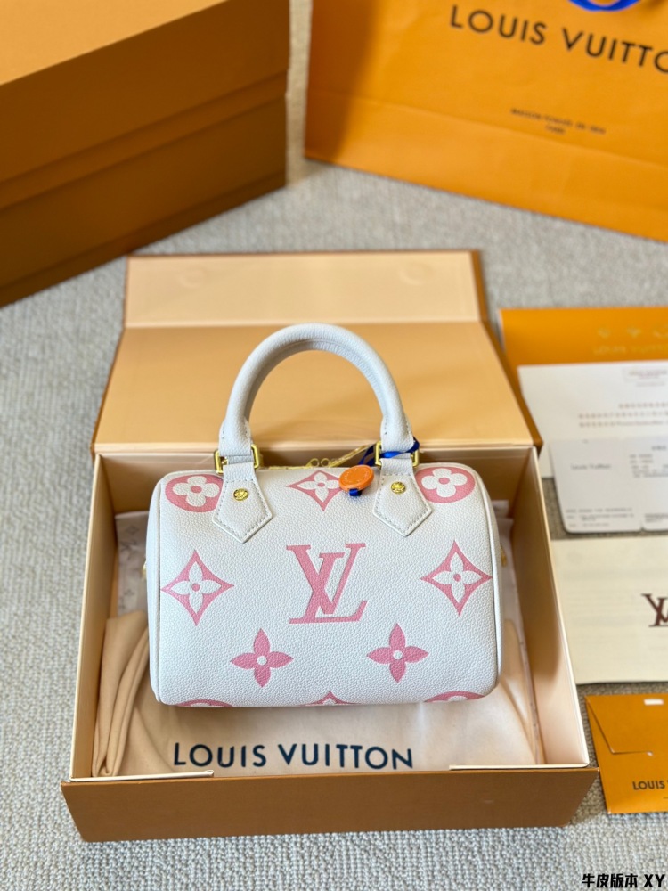 LV Bag Speedy leather Silver Logo-Accented Bag 20cm