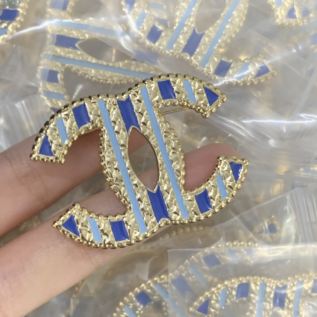Chanel Blue Quilted Brooch 1158