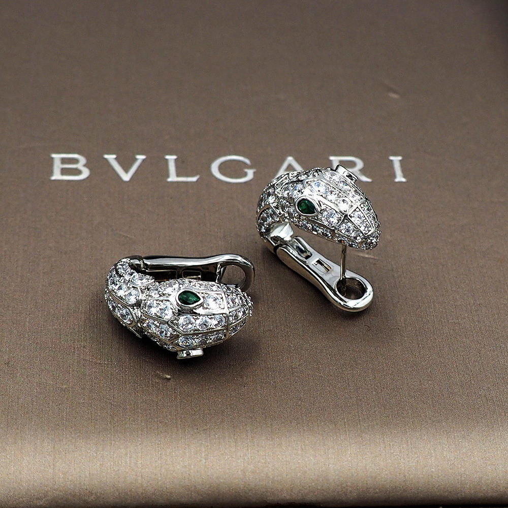 BVLGARI Silver Logo-Accented Earrings 060