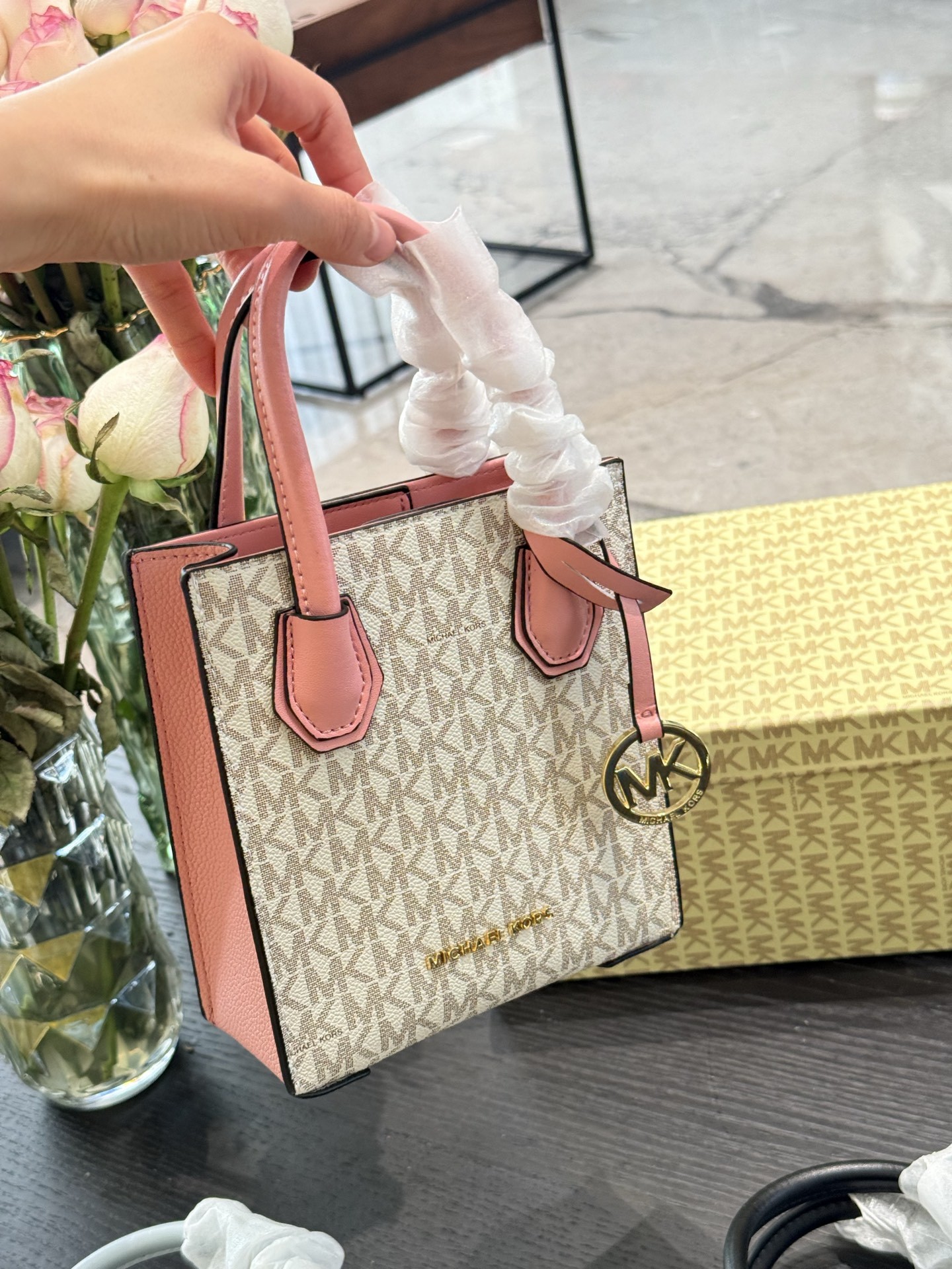 Michael Kors MK Silver Quilted Bag 033
