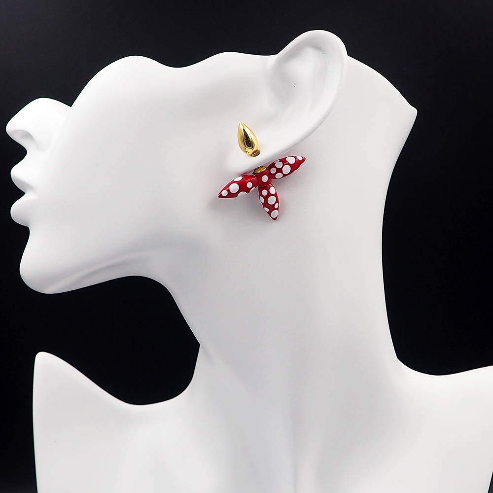 LV Red Logo-Accented Earrings 229