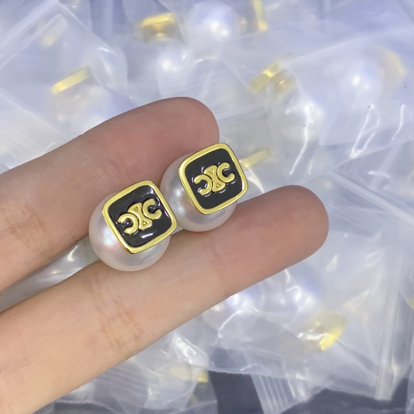 Celine Yellow Logo-Accented Earrings 124