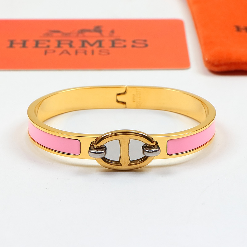 Hermes h Silver Logo-Accented Bracelet 003