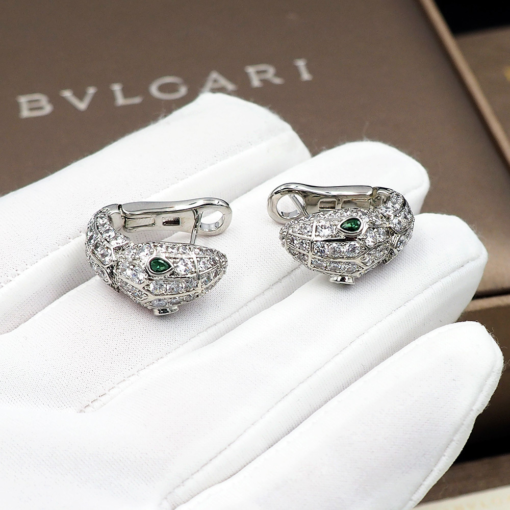 BVLGARI Silver Logo-Accented Earrings 060