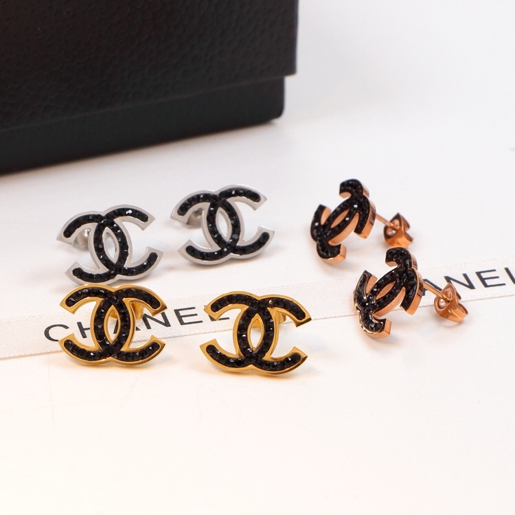 Chanel Rose Gold Logo-Accented Earrings 008
