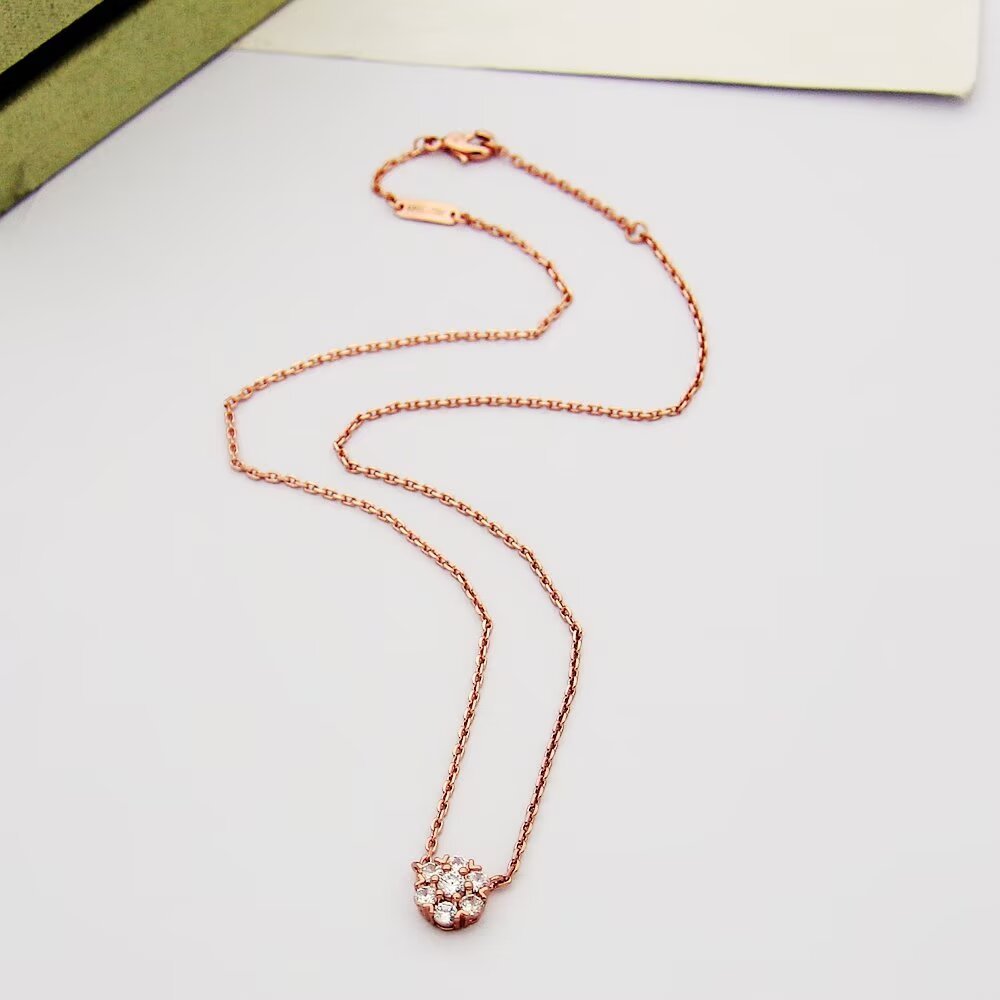 Van Cleef Rose Gold Logo-Accented Necklace 007
