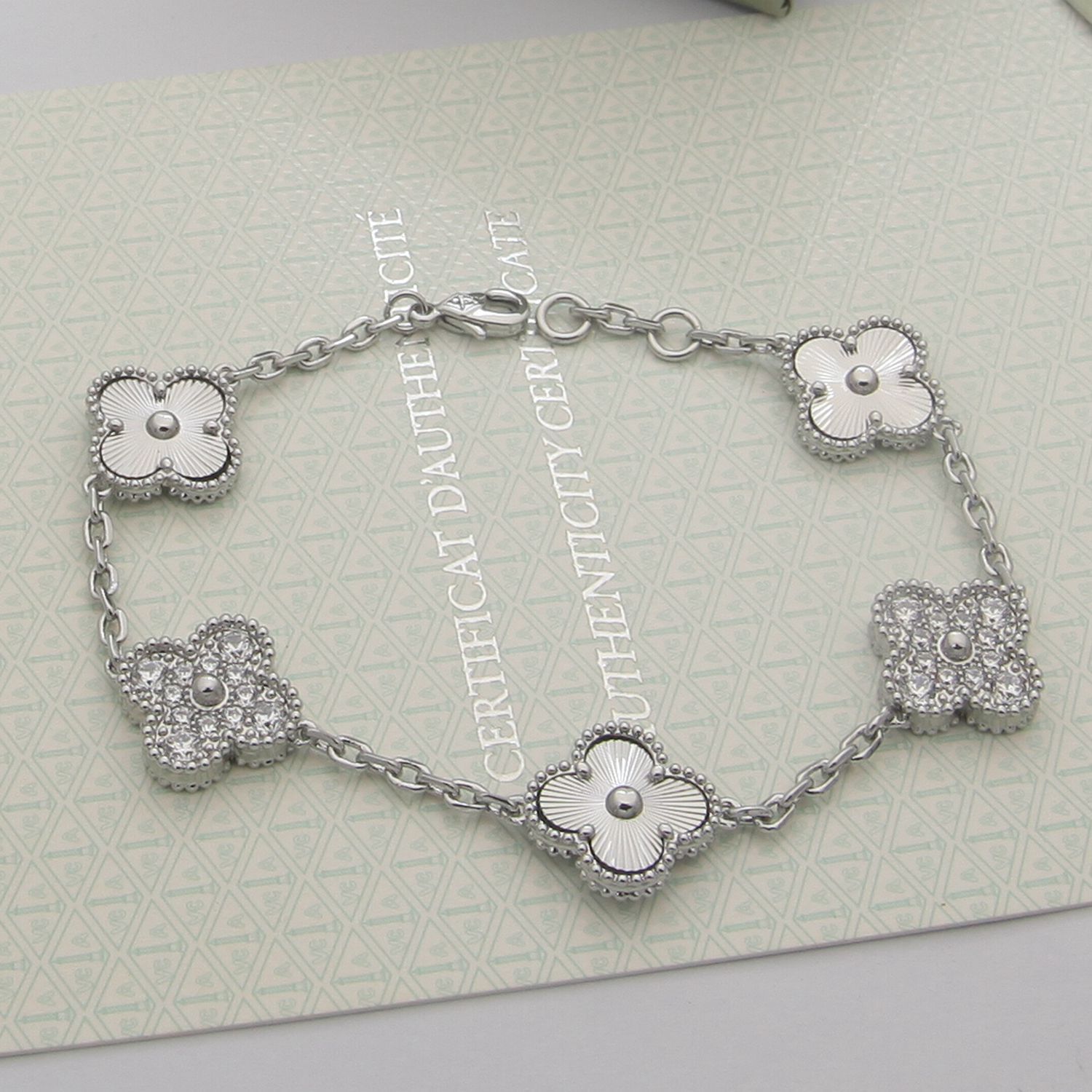 Van Cleef Rose Gold Logo-Accented Bracelet 046