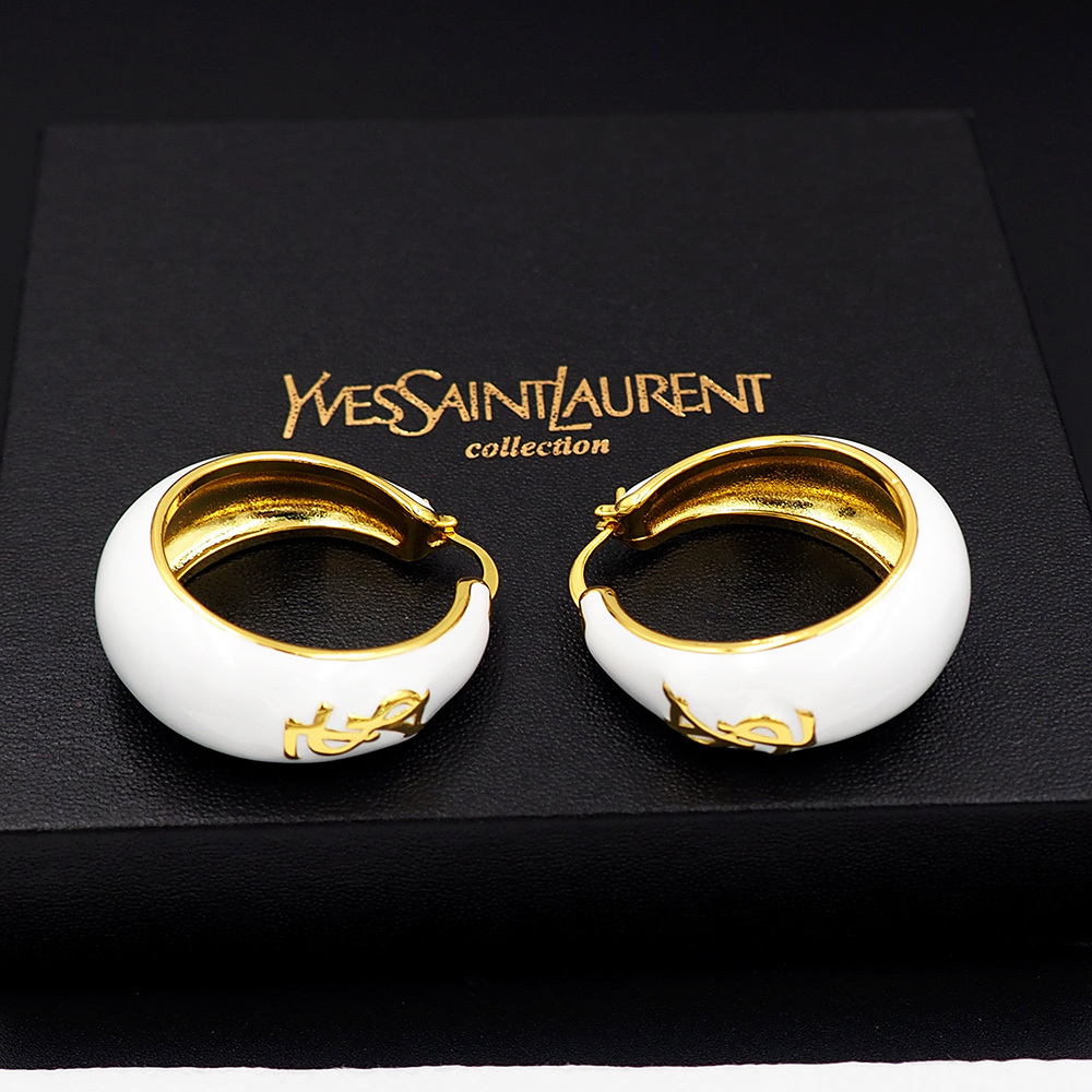 YSL Silver Logo-Accented Earrings 001