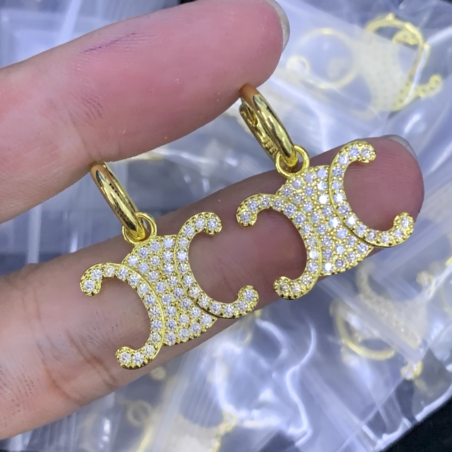 Celine Rose Gold Logo-Accented Earrings 012