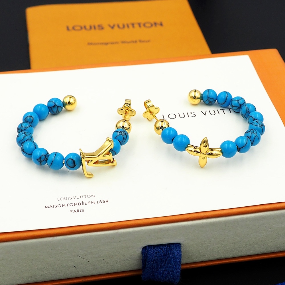 LV Blue Logo-Accented Earrings 302
