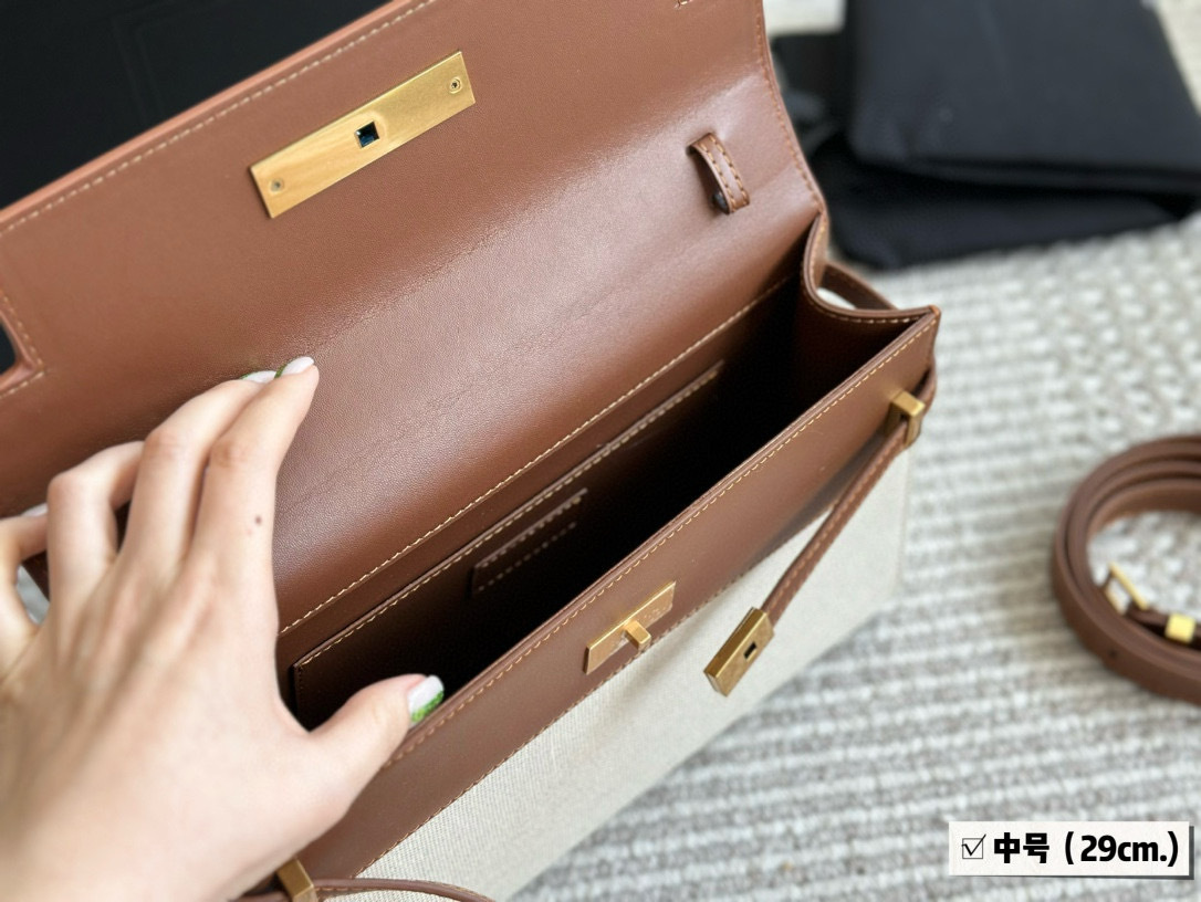 YSL Brown Logo-Accented Bag 143