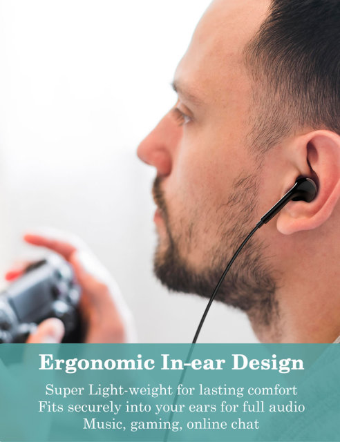 DUKABEL USB Wired Earbuds, USB Headphone with Mic for PC/ PS4/ PS5