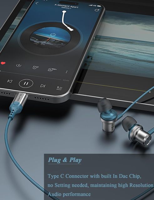 Solmimi USB C Headphones Wired, Noise Cancelling in Ear