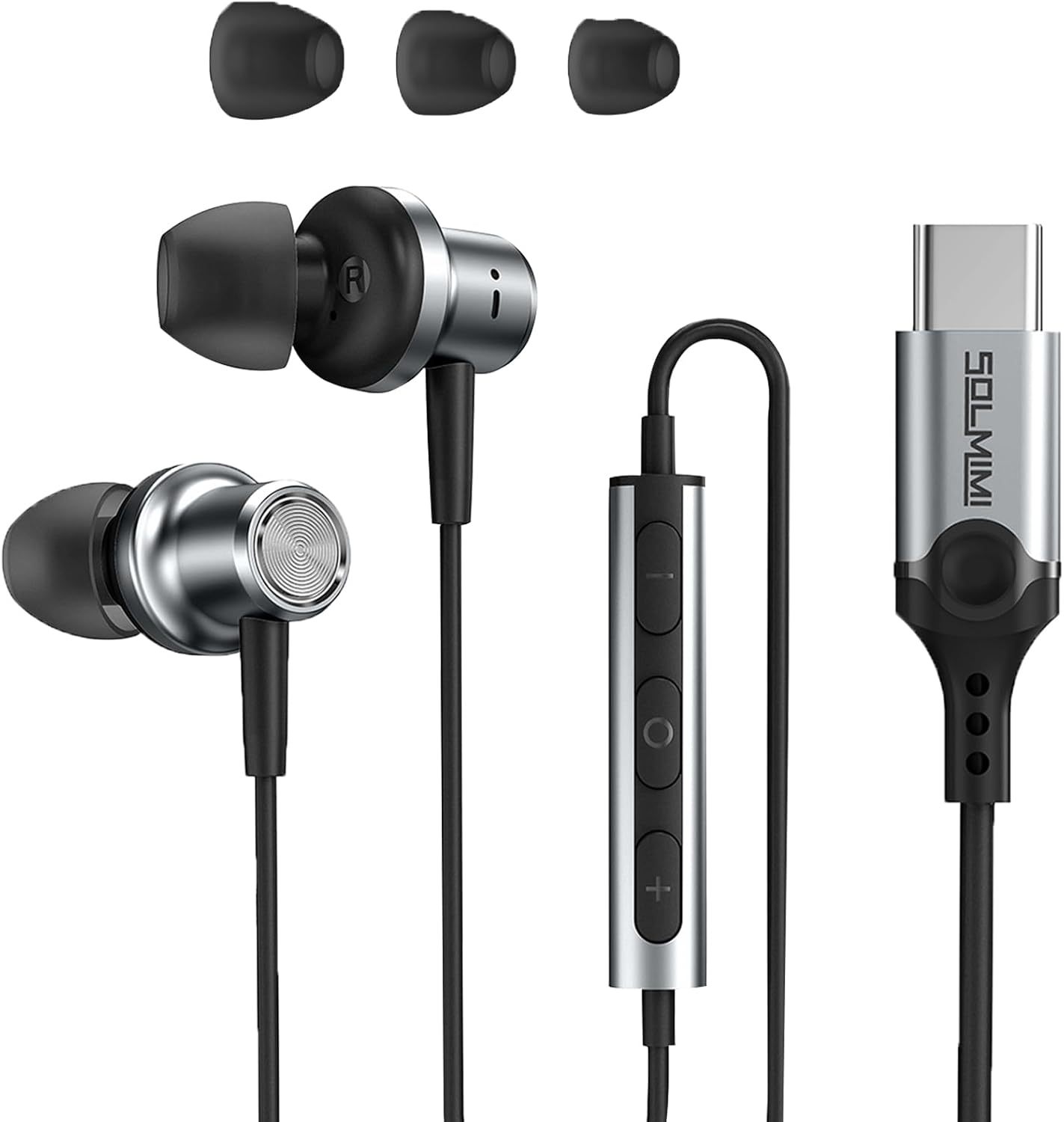Solmimi USB C Headphones Wired, Noise Cancelling in Ear