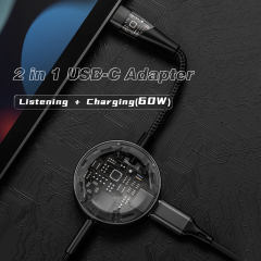 LOKUKA USB C to 3.5mm Headphone and Charger Adapter, 2-in-1 Hub