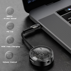 LOKUKA USB C to 3.5mm Headphone and Charger Adapter, 2-in-1 Hub