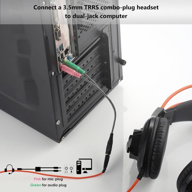 MillSO Headphone Splitter for Computer CTIA 3.5mm TRRS