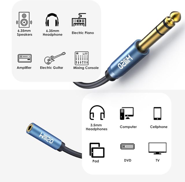 MillSO 1/4 to 3.5mm Headphone Adapter